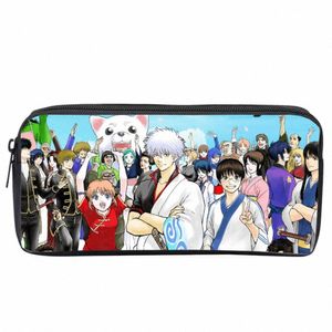 Japon Anime Gintama porte-crayon enfants étudiant Carto sac à crayons adolescent sac à main à glissière femmes filles trousse de maquillage S168 #