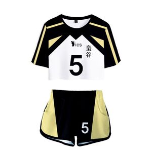 Japón Anime Haikyuu Cosplay Disfraz Fukurodani Voleibol Club Akaashi Keiji Bokuto Koutarou Conjunto de dos piezas Tops y pantalones cortos para mujer 185B