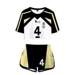 Japon Anime Haikyuu Fukurodani Academy Cosplay Costume impression 3D dames survêtements deux pièces ensemble haut et short 2 pièces tenues216B