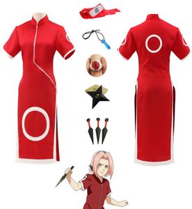 Japan Anime Hokage Haruno Sakura Rood Cosplay Kostuum Korte Mouw Jurk Shorts Uniform Volledige Set Aziatische Grootte 3268354