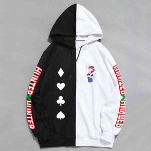 Japan Anime Hunter X Hunter Print Mannen Hoodies Sweatshirts Hoodie Patchwork Dunne Kleding Hip Hop Streetwear Tops H1227