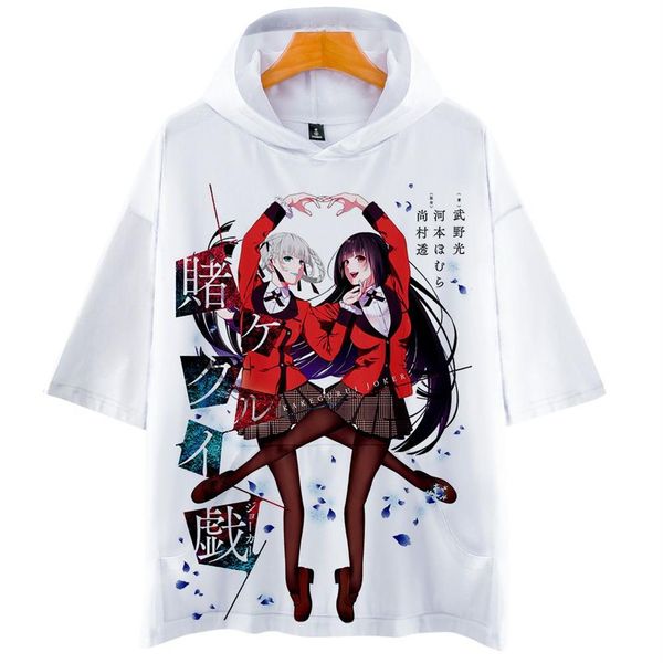 Japon Anime Kakegurui impression 3D t-shirt à capuche femmes hommes Jabami Yumeko Momobami Kirari manches courtes drôle t-shirt Cosplay Costume233j