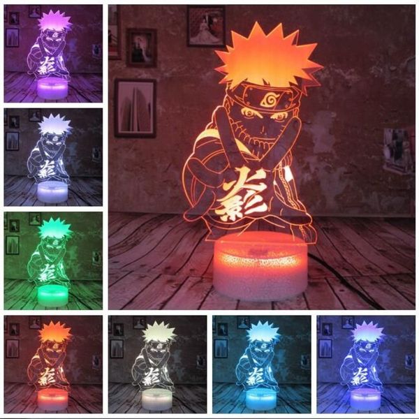 Japón Anime Naruto Figura Cool Adulto 7 colores Cambio inteligente Luz de noche Niños Dormitorio Decoración de mesa Niño Niños Adolescentes Bebés Navidad T3044