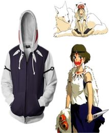 Japan Anime Princess Mononoke Hime Hime Miyazaki Hayao Cost Cosplay Cosplay Costume à manches longues à manches sportives à manches sportives Hoodies 6233384