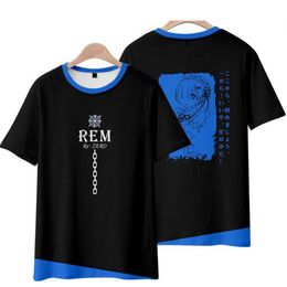 T-shirt à manches courtes pour hommes et femmes, dessin animé japonais Re Zero 3D, Kara Hajimeru Isekai Seikatsu Ram Rem Emilia, t-shirt drôle à manches courtes, Costume de Cosplay 246g