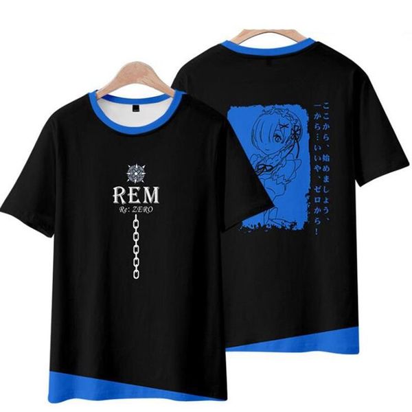 Camiseta de Anime japonés Re Zero 3D para mujer y hombre, Kara Hajimeru Isekai Seikatsu Ram Rem Emilia, camiseta divertida de manga corta, disfraz de Cosplay 286i