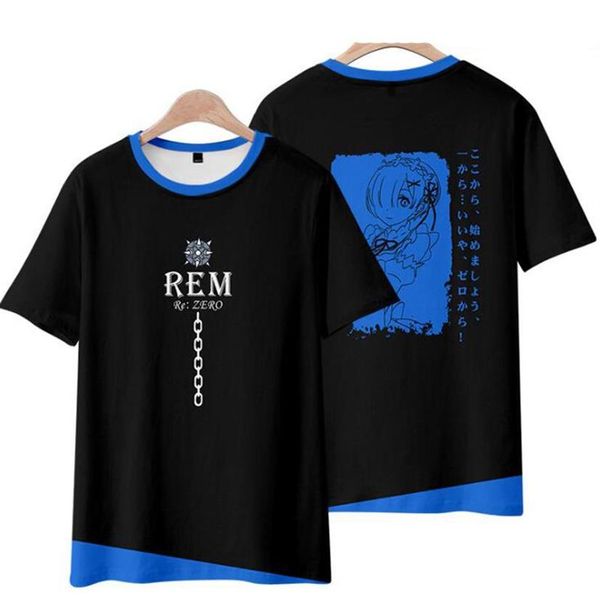 Camiseta de Anime japonés Re Zero 3D para mujer y hombre, Kara Hajimeru Isekai Seikatsu Ram Rem Emilia, camiseta divertida de manga corta, disfraz de Cosplay 234C