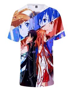 Japan Anime SAO Sword Art Online Cosplay Kostuums Kirigaya Kazuto Kirito Asuna Yuuki Asuna 3D Print Korte Mouw T-shirt Men6522872