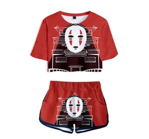 Japan Anime Studio Ghibli Spirited Away No Face Man 3D Print Trainingspak Dames Tweedelige Set Top en Shorts Halloween-kostuum7381482