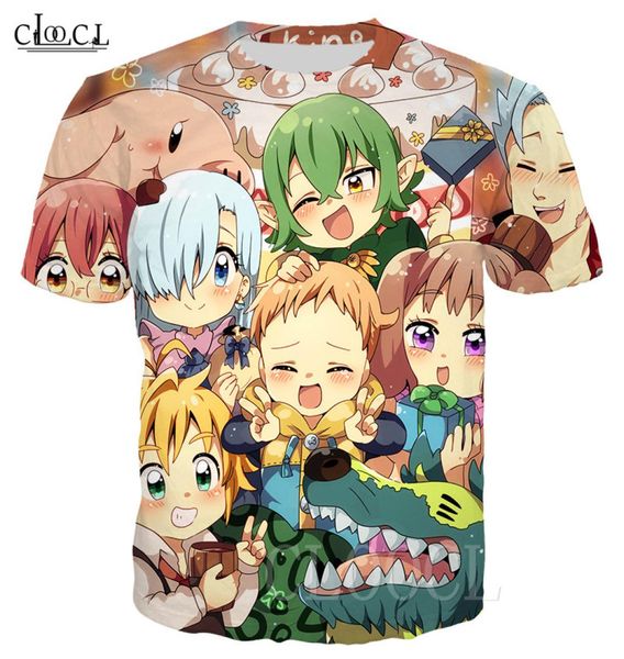 Japón Anime The Seven Deadly Sins T Shirts Men Moda de estampado 3D Camina corta Parejas Unisex Plus Size Tshirt Tops8092717