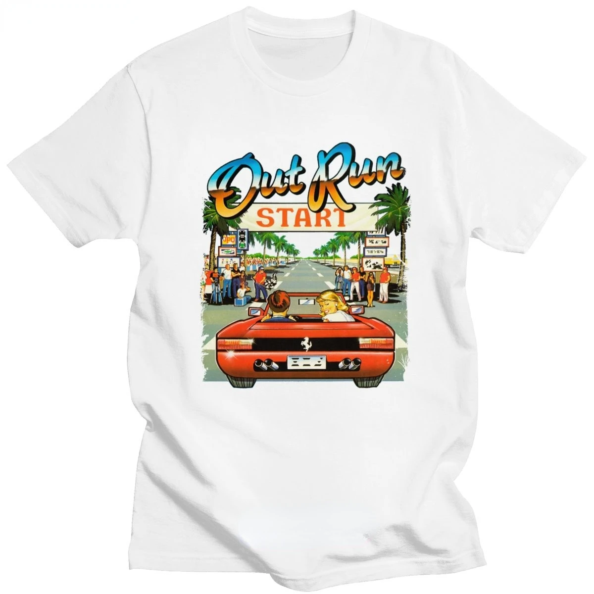 اليابان Arcade Racing Video Game Out Run T Shirt Men Vintage 80s Console Gaming Tops Outrun Tshirt Tee