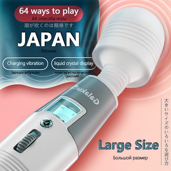 Vibrador japonés AV stick para lamer la lengua para mujeres, masajeador de cabeza grande flexible LCD, estimulador de clítoris, juguetes sexys para adultos, varita mágica