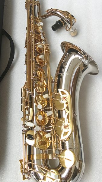 Marca japonesa Yanagis Saxofón tenor T-992 Llave dorada niquelada Saxofón Instrumento musical profesional Boquilla Parches Almohadillas Cañas Cuello doblado