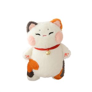 Japan bellen Breng Fortune Cats Plushie speelgoeddieren bloem oranje witte katten gooi kussen kussen nek bell decor ketting Kidspeelgoed la511