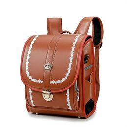 Japon enfants sac d'école filles et garçons sac à dos imperméable PU Randoseru sacs pour enfant cartable orthopédique Mochila Escolar Y200328268B