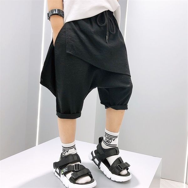 Japon Foncé Noir Coton Bas Entrejambe Casual Pantalon Mâle Lâche Harem Pantalon Streetwear Hip Hop Large Jambe garçons 211103