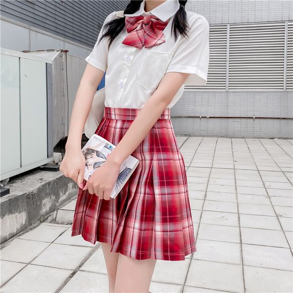 Japan Gyaru School Uniforme Set Top Jirt Bow Tie Scolary Girl JK Uniforms École coréenne Étudiant Seifuku Jupe plissée JK Cosplay