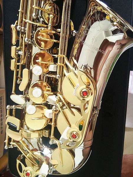 Japon jazz A-WO37 YANAGIS Alto Saxophone Bois Laiton Nickel Argent Plaqué Or Clé Instruments de Musique Professionnels Sax Embouchure Accessoires Livraison Gratuite