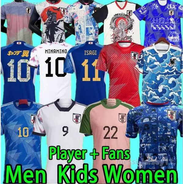 Japon Jerseys 2022 Jerseys de football Dessin animé Isagi Atom Tsubasa Minamino Asano Doan Kubo Ito Femmes Kit Enfants Uniforme spécial japonais 22 23 Chemise de football Version joueur