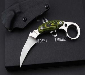 Japan Kazutoshi Tanabe Green Ghost D2 60hrc Tactical Camping Hunting Hunting Survival Pocket Military Utility EDC Gift Knife Man Collection8103396