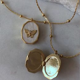 Japan Korea Shell Butterfly frame hanger po album ketting 18k goud vergulde zirkon dames choker vintage esthetische sieraden 240418
