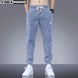 Japan Koreanische Mode Männer Breite Bein Jeans Streetwear Gerade Baggy Elastische Taille Denim Hosen Männliche Beiläufige Lose Hosen 240104