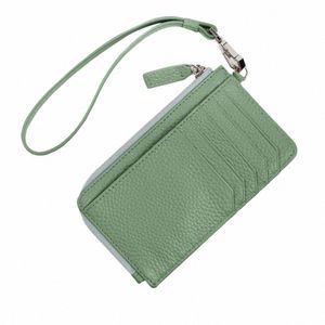 Japan Korean Style Simple Ultra Thin Femme Handle Greet 100% Natural Cow Leather dames Mey Pocket Pouch Card Holders M7JO #