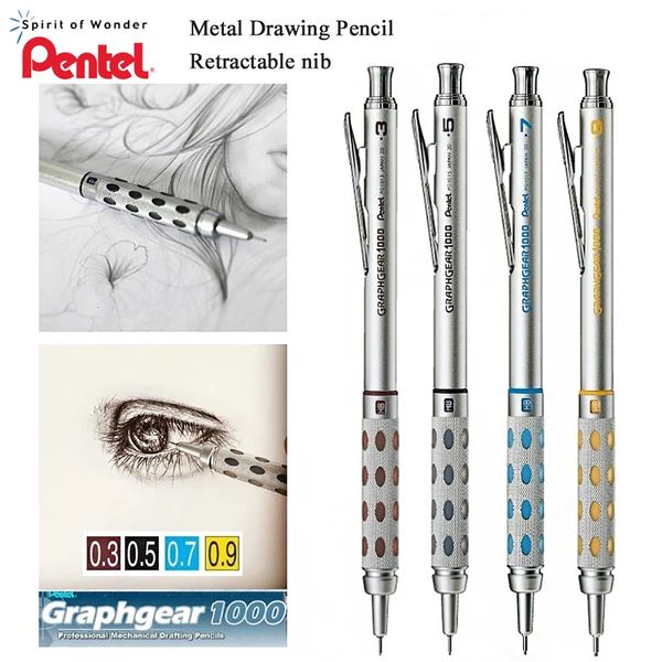 Japon Pentel Graphgear PG1000 0,3 ~ 0,9 mm Rédaction Mécanique Metal Rod Crayon PG 1013/1015/1017/1019 Étudiant Artiste de conception de bureau 240422