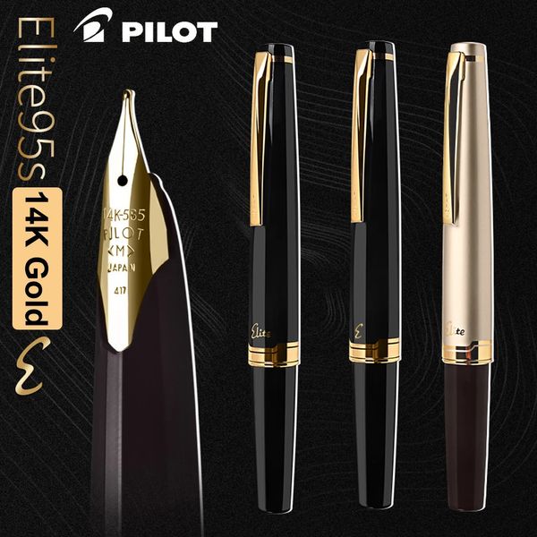 Japan Pilot Fountain Pen 14k Gold Nib 95S Elite 95e anniversaire Design de poche gravée portable Gold Pen Stationery haut de gamme 240425