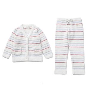 Japan Pique Soft Snowman Pyjamas Gp Striped Baby Home Wear pour les filles et les garçons Kids Set 240325