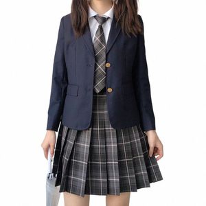 Japan Preppy Stijl Vrouwen Dr Set JK Leuke Kawaii High School Class Meisje Student Uniform Blazers Kleding Marineblauwe Jas herfst 73fB #