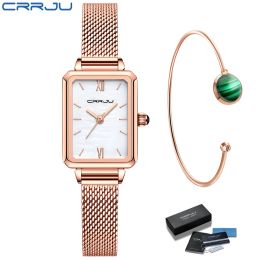 Japon mouvement à quartz cadran vert montres carrées romaines boîtier en acier inoxydable montre-bracelet de mode dames montres en or rose pour les femmes