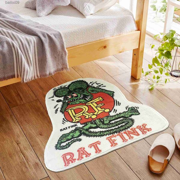 Japon Rat Fink Accueil Tapis tapis chambre Ratfink tapis tapis caroset flanelle Couloir Anti-Slip tappeto tapis pour salon T230519