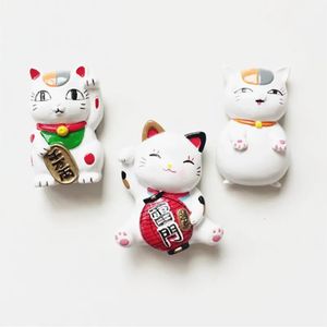 Japan Refrigerator Magnetic Autocollants Tokyo 3D Résine peinte à la main Maneki Neko Lucky Cat Réfrigages Aimènes touristes Souvenirs For Kids 240429