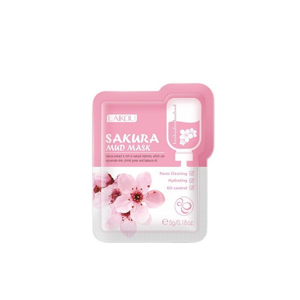 Mascarilla de arcilla japonesa Sakura para limpieza profunda, hidratante, Control de aceite, antienvejecimiento, mascarilla de barro rosa, cuidado de la piel Facial