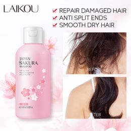 Japan Sakura Shampoo Reparatie beschadigd haar Moisturerende voedende olieregeling Haarreinigingszorg Shampoo 100ml