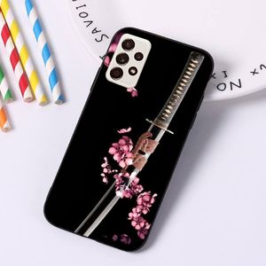 Japan Samurai Katana telefoonhoesje voor Samsung A91 A81 A73 A72 A71 A30s A20 A12 A13 A52 A53 4G 5G Black Soft Phone Cover