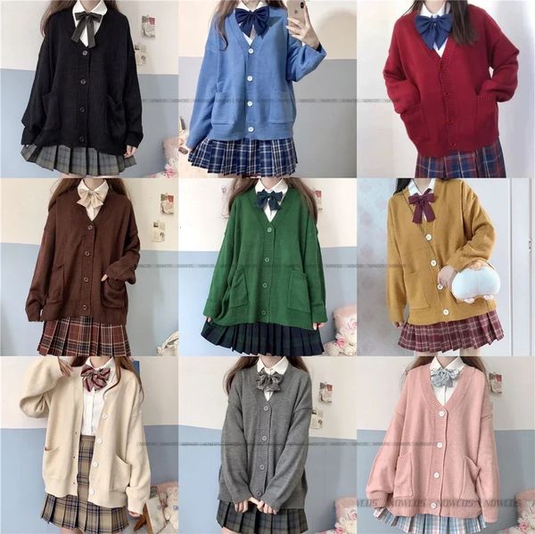 Japan School Sweater Primavera Autumn Autumn 100% Cotton de algodón en V suéter JK JK Cardigan Multicolor Student Girls Cosplay 240513