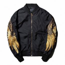 Japan Style Harajuku Wings Bordado Bordería Aviador Bomber Jacket Stand Collar 2023 New Streetwear Unisex Baseball Jackets Hip Hop I03i#