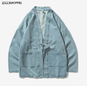 Japan Style Men Denim Kimono Chaqueta Collar Carracket abierto 2020 Spring Vintage Mens Light Blue Jackets Plus Size6763378