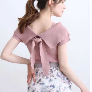 Japan Stijl Sweet All Match Dames Tops Moda Back Bow Decoratie Pullovers Simple Office Lady Slim Fit Spring Summer Sweaters 210525