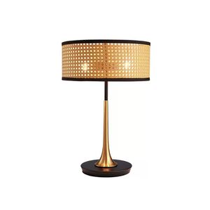 Lampe de table de style japonais luxe vintage unique abat-jour en rotin lampe de table 36cm largeur 55cm hauteur pour hôtel maison salon chambre chevet salle à manger décor