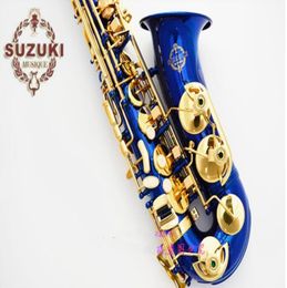 Japan Suzuki Gloednieuwe saxofoon E Flat Alto Hoge kwaliteit Blue Saxophone met Case Professional Musical Instruments 6543881