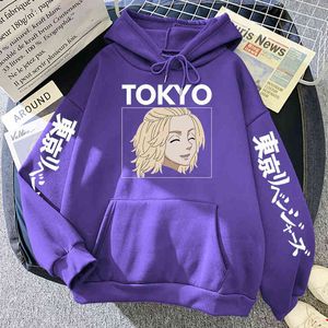 Japón Tokyo Revengers Sudadera con capucha Comics Keep Smile Anime Hombres con capucha Otoño Fleece de gran tamaño Jersey Tops Streetwear Cosplay Hoody H1227