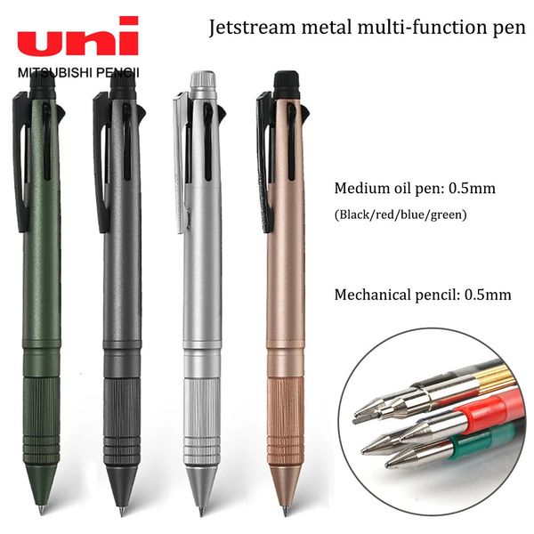 Japon UNI Jetstream stylo Gel métallique 5 en 1 stylo à bille multifonctionnel/crayon mécanique 0.5mm séchage rapide MSXE5-2000A-05 240105