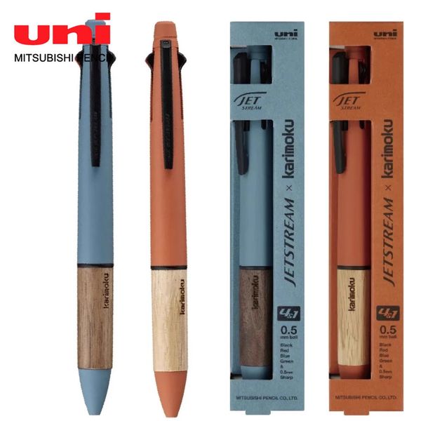 Bolígrafo multifunción Japan UNI Jetstream, 4 bolígrafos, 1 portaminas, mango de madera limitado, bolígrafo multicolor, papelería 240119