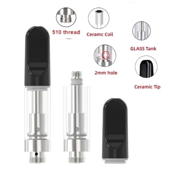 Cartouches de vape vape A13 Japan A13 0,5 ml 1,0 ml Bulbe Pyrex Fat Verre en verre gras vide cartouche de vape de vape ATOMERIE BLANC 510 Fil de fil en céramique avec pointe en céramique pour l'huile épaisse