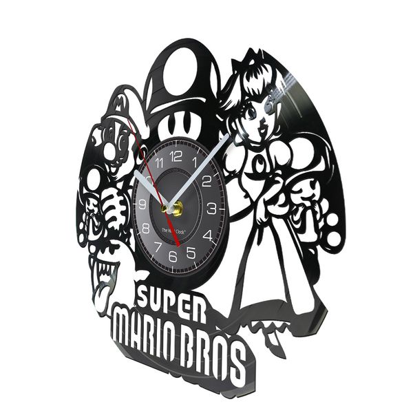 JAPON VIDÉO RETRO RETRO Wall Clock fait de vrai disque en vinyle pour enfants Plator Gaming Personnages Art Decorative Silent Wall Watch