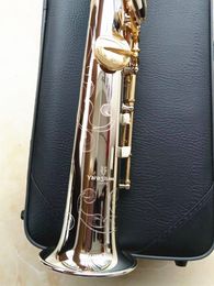 Saxofón Soprano japonés Yanagisa WO37 tono B, boquilla de saxofón profesional chapada en níquel y plata con llave dorada, con estuche rígido y acceso