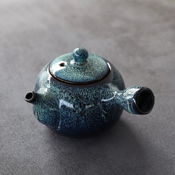 Théières kyusu en céramique japonaise, bouilloire bleue, théière chinoise, verres 280ml, 231225